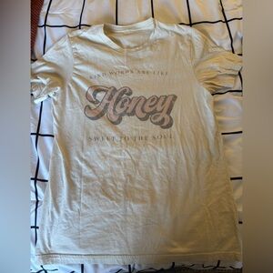 Cream Graphic T-Shirt with Honey Print